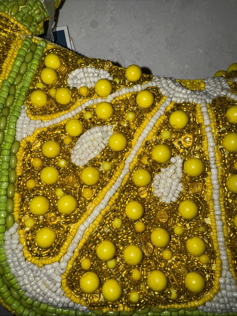 Handcrafted India Yellow Green Beaded Women’s Shoulder Bag